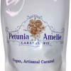 shiny white 3 oz zip top bag with Petunia Amelie logo